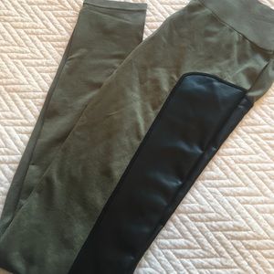 Olive and Leather Leggings